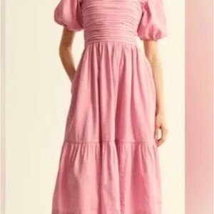 The A&F Emerson Poplin Puff Sleeve Midi Dress Small Petite NWOT